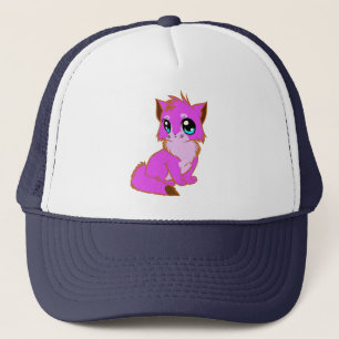 NICE LITTLE Fuchsia, PINK AND BROWN KITTEN Trucker Hat