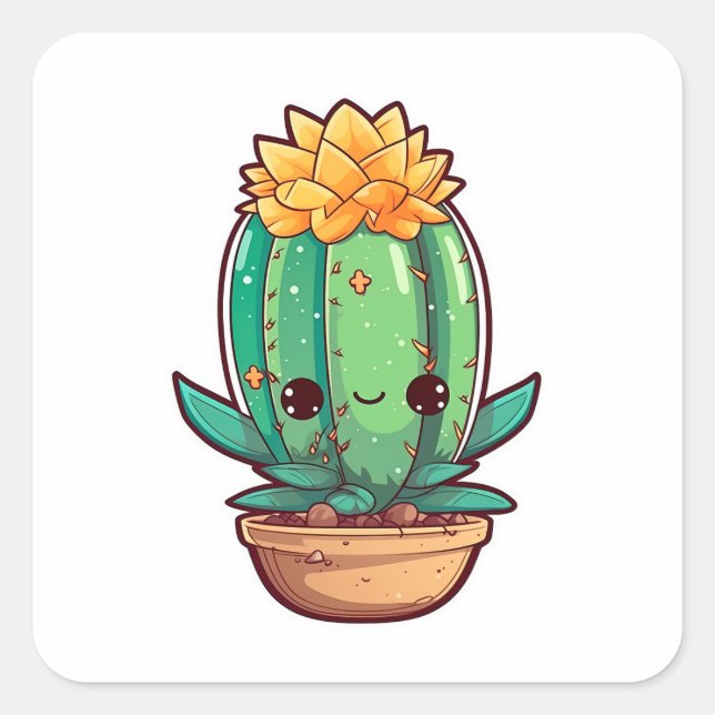 Nice lovely cactus in a pot. Sticker (Front)