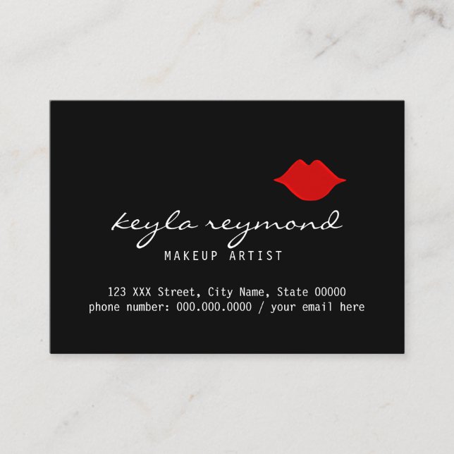nice make-up makeup-artist red lips dark business card (Front)