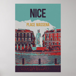 Nice Massena Square illustration France Poster