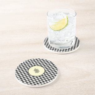 Nice! Monogram Houndstooth Yellow Sandstone Coaster