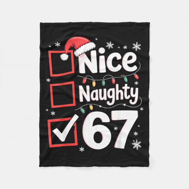 Nice Naughty 67 Christmas Costume 67 Meme Men Wome Fleece Blanket (Front)