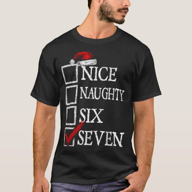 Nice Naughty 67 Christmas Funny Meme Six Seven  T-Shirt (Front)