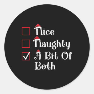 Nice Naughty A Bit Of Both Cute Christmas Classic Round Sticker