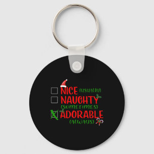 Nice Naughty Adorable Funny Christmas 1  Key Ring