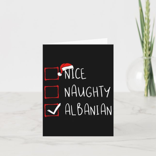 Nice Naughty Albanian Christmas Albania Roots Heri Card (Front)