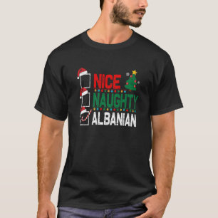 Nice Naughty Albanian Christmas Albania Santa Hat  T-Shirt