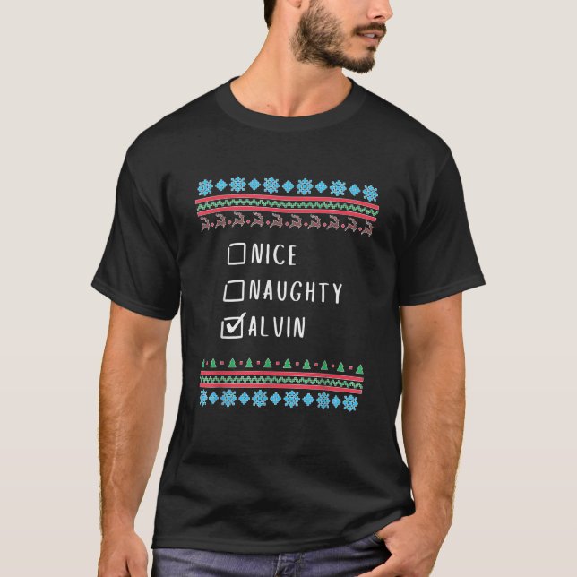 Nice Naughty Alvin Ugly Sweater Style  (Front)