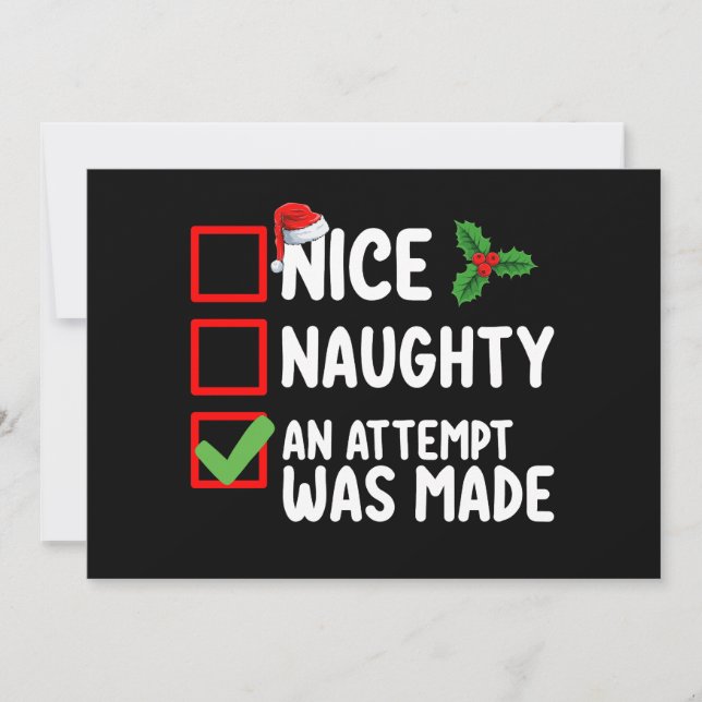 Nice Naughty An Attempt Was Made Christmas List Ho Invitation (Front)