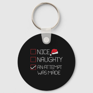Nice Naughty An Attempt Was Made Christmas Pajama Key Ring