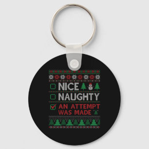 Nice Naughty An Attempt Was Made Santa Claus Funny Key Ring