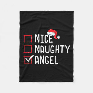 Nice Naughty Angel Christmas List Fleece Blanket