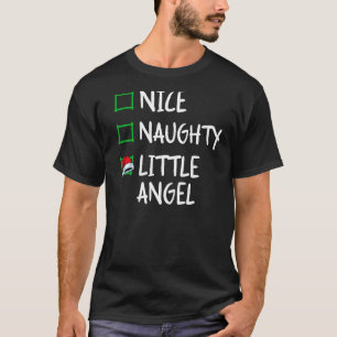 Nice Naughty Angel Christmas List Santa Claus Xma T-Shirt