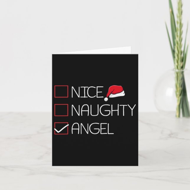 Nice Naughty Angel Christmas Pajama Funny Humour X Card (Front)