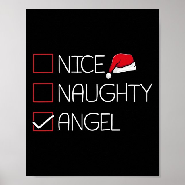 Nice Naughty Angel Christmas Pajama Funny Humour X Poster (Front)