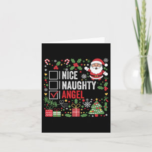 Nice Naughty Angel Funny Christmas Santa Claus Card