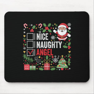 Nice Naughty Angel Funny Christmas Santa Claus Tan Mouse Pad