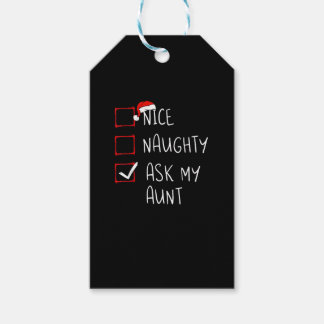 Nice Naughty Ask My Aunt Christmas List Xmas  Gift Tags