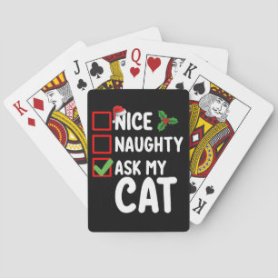 Nice Naughty Ask My Cat Christmas List Holiday Playing Cards