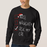 Nice Naughty Ask My Cat Christmas List Xmas Santa 