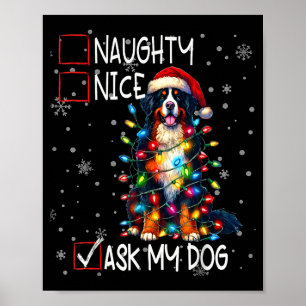 Nice Naughty Ask My Dog Christmas List Xmas Poster