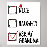 Nice Naughty Ask My Grandma Funny Christmas Kids M