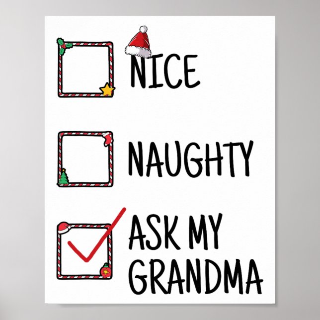 Nice Naughty Ask My Grandma Funny Christmas Kids M Poster (Front)