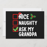 Nice Naughty Ask My Grandpa Christmas List Family