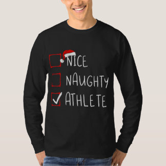 Nice Naughty Athlete List Christmas Santa Claus T-Shirt