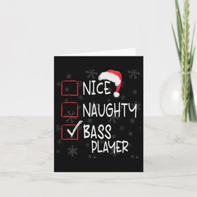 Nice Naughty B Guitar Player List Christmas Santa  Card (Front)