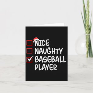 Nice Naughty Baseball Player Christmas List Santa Card