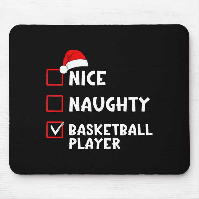 Nice Naughty Basketball Player Funny Christmas Lis Mouse Pad (Front)