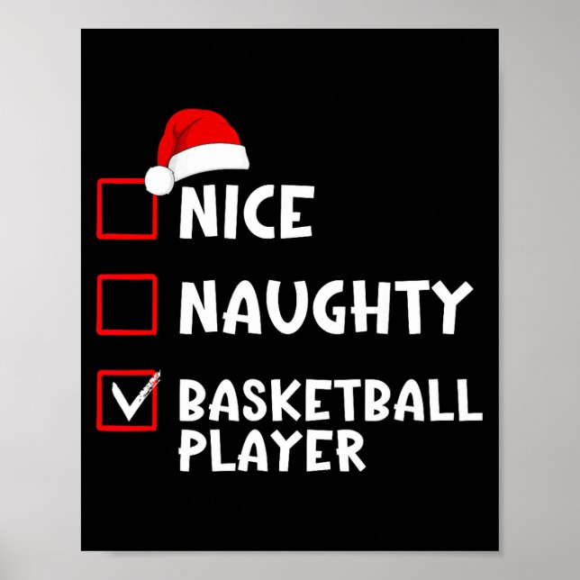 Nice Naughty Basketball Player Funny Christmas Lis Poster (Front)