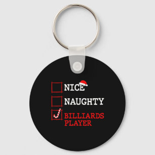 Nice Naughty Billiards Player Christmas Santa Clau Key Ring