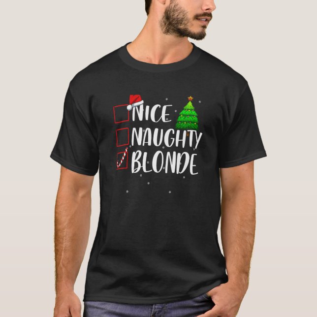 Nice Naughty Blonde Christmas Matching Top Premium (Front)