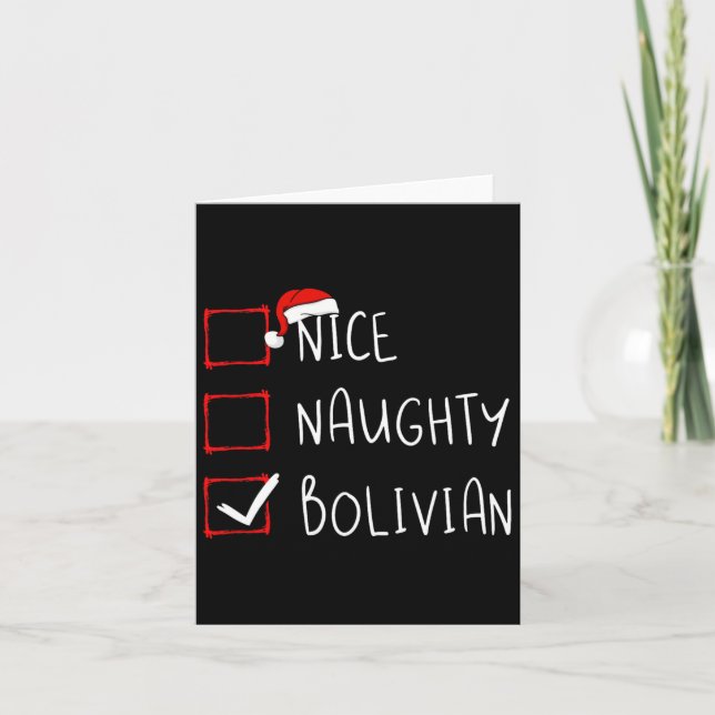 Nice Naughty Bolivian Christmas Bolivia Roots Heri Card (Front)