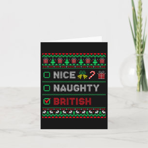 Nice Naughty British Christmas Checklist England Card