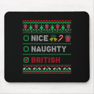Nice Naughty British Christmas Checklist England Mouse Pad
