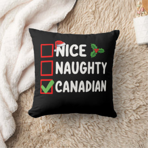 Nice Naughty Canadian Christmas List Holiday Cushion