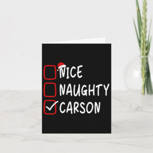 Nice Naughty Carson Personalised Name Christmas Ch Card