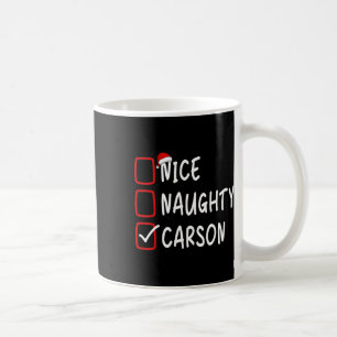 Nice Naughty Carson Personalised Name Christmas Ch Coffee Mug
