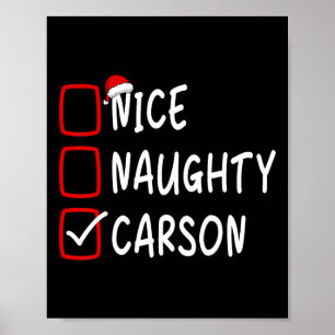 Nice Naughty Carson Personalised Name Christmas Ch Poster