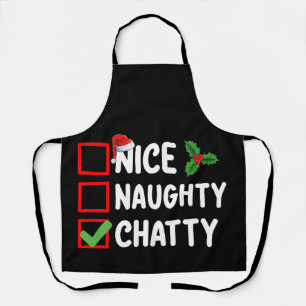 Nice Naughty Chatty Christmas List Family Holiday Apron