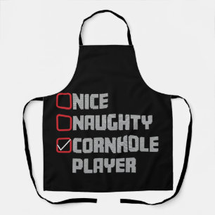 Nice Naughty Cornhole Player List Ugly Christmas Apron