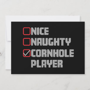Nice Naughty Cornhole Player List Ugly Christmas Invitation