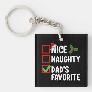 Nice Naughty Dad's Favourite Christmas List Family Key Ring