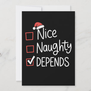 Nice Naughty Depends Christmas List Xmas Santa Holiday Card