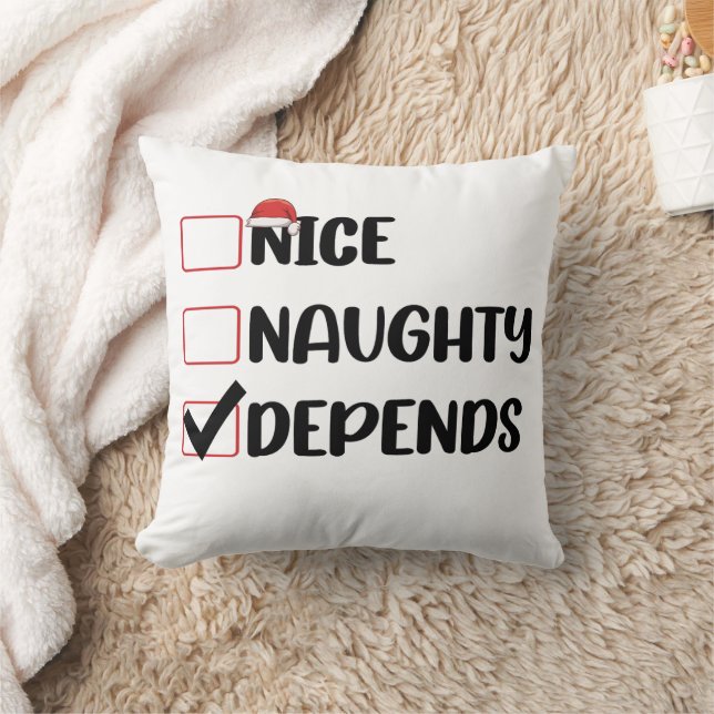 Nice Naughty Depends Santa Christmas List  Cushion (Blanket)