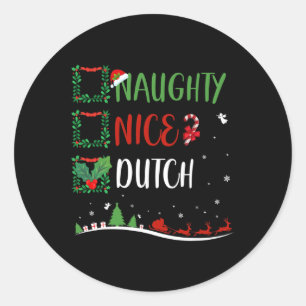 Nice Naughty Dutch Christmas Matching Santa Hat  Classic Round Sticker