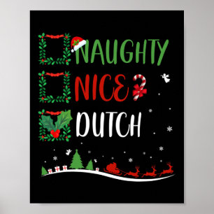 Nice Naughty Dutch Christmas Matching Santa Hat Poster